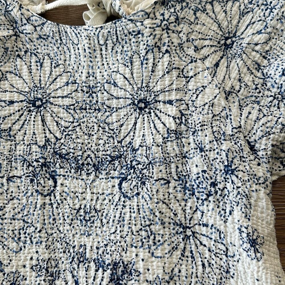 Free People Pinwheel Open Back Swing Mini Dress Blue & White Floral XS‎ Lined - Picture 2 of 6
